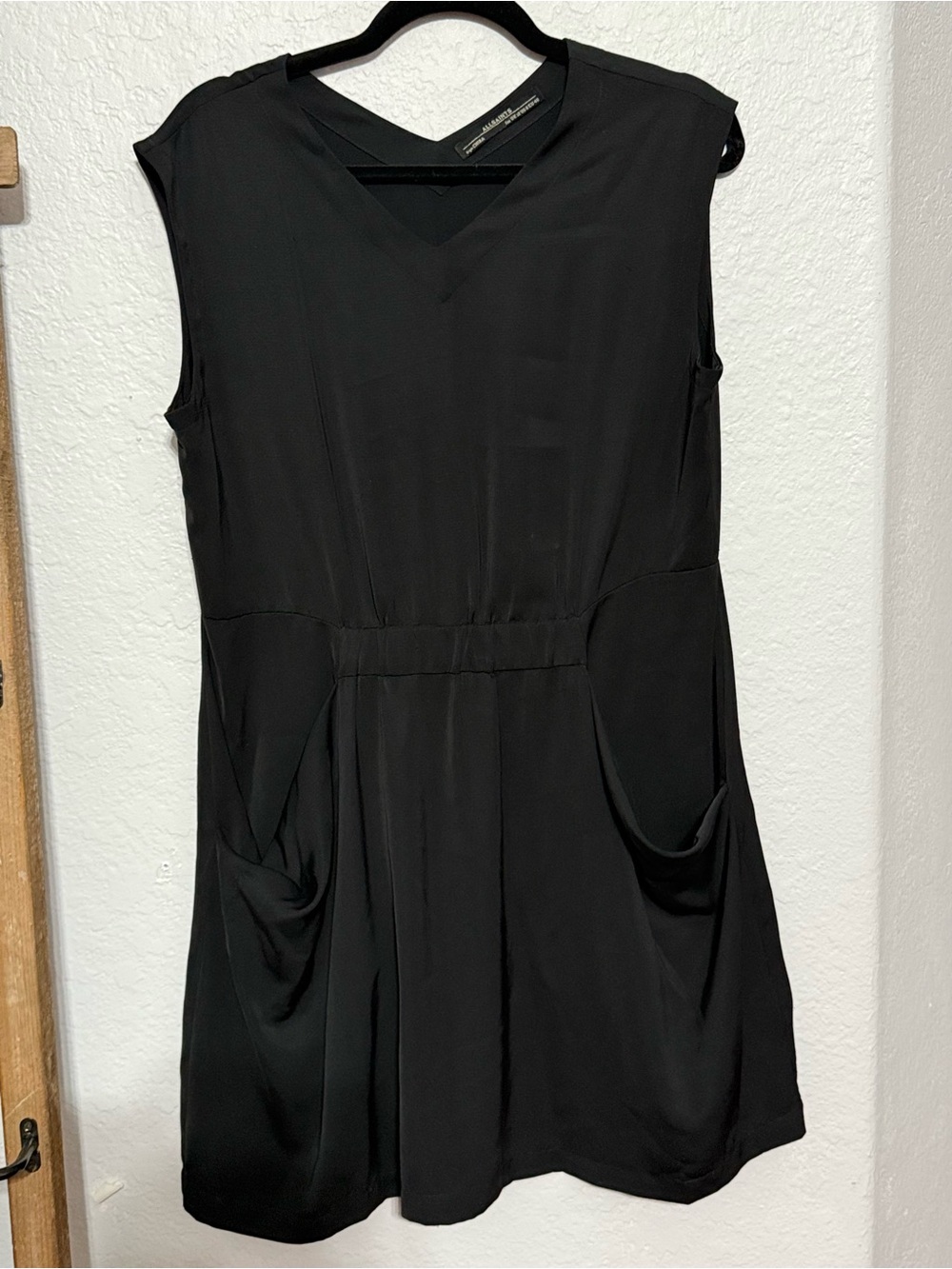 AllSaints Black Sleeveless V-Neck Dress